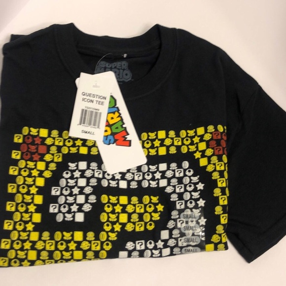 Super Mario Question Icon Shirt Mens Small Black Nintendo Geeknet New - Picture 4 of 5